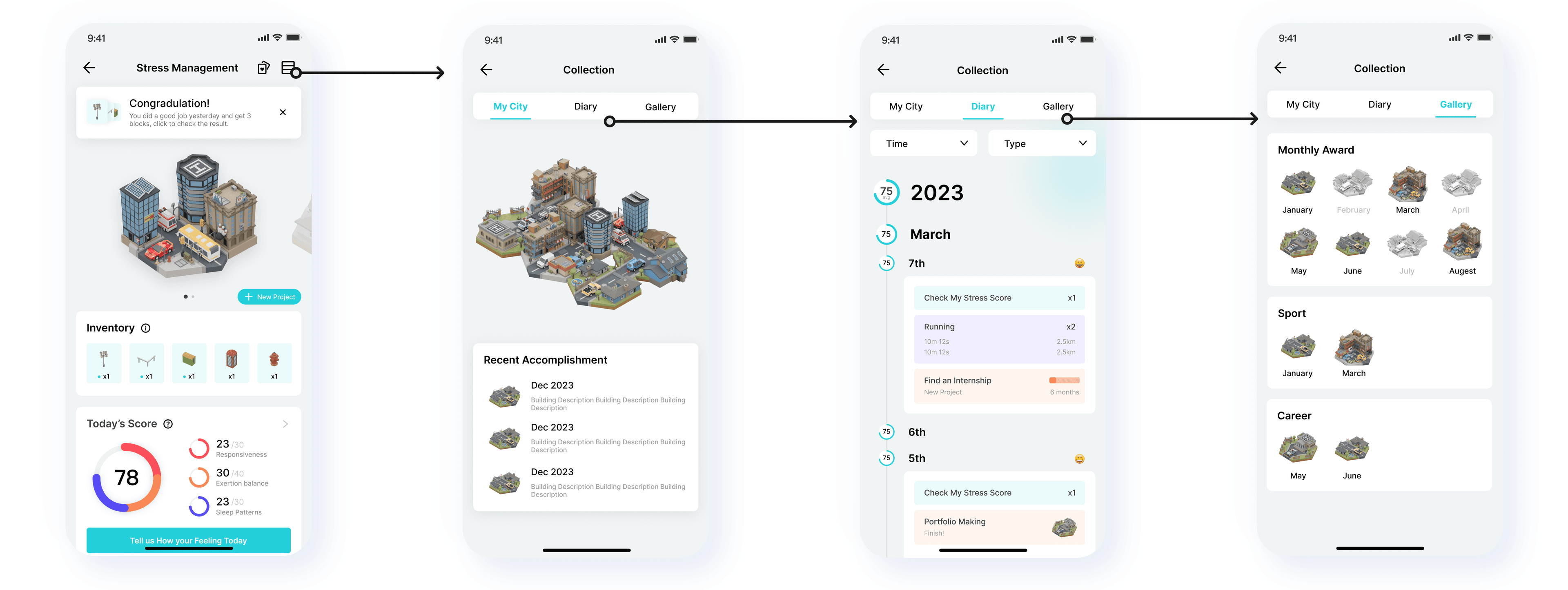 City collection screens