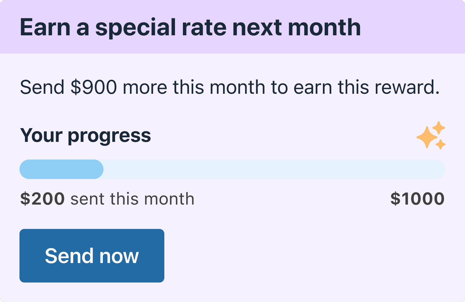Progress card: earn a special rate next month