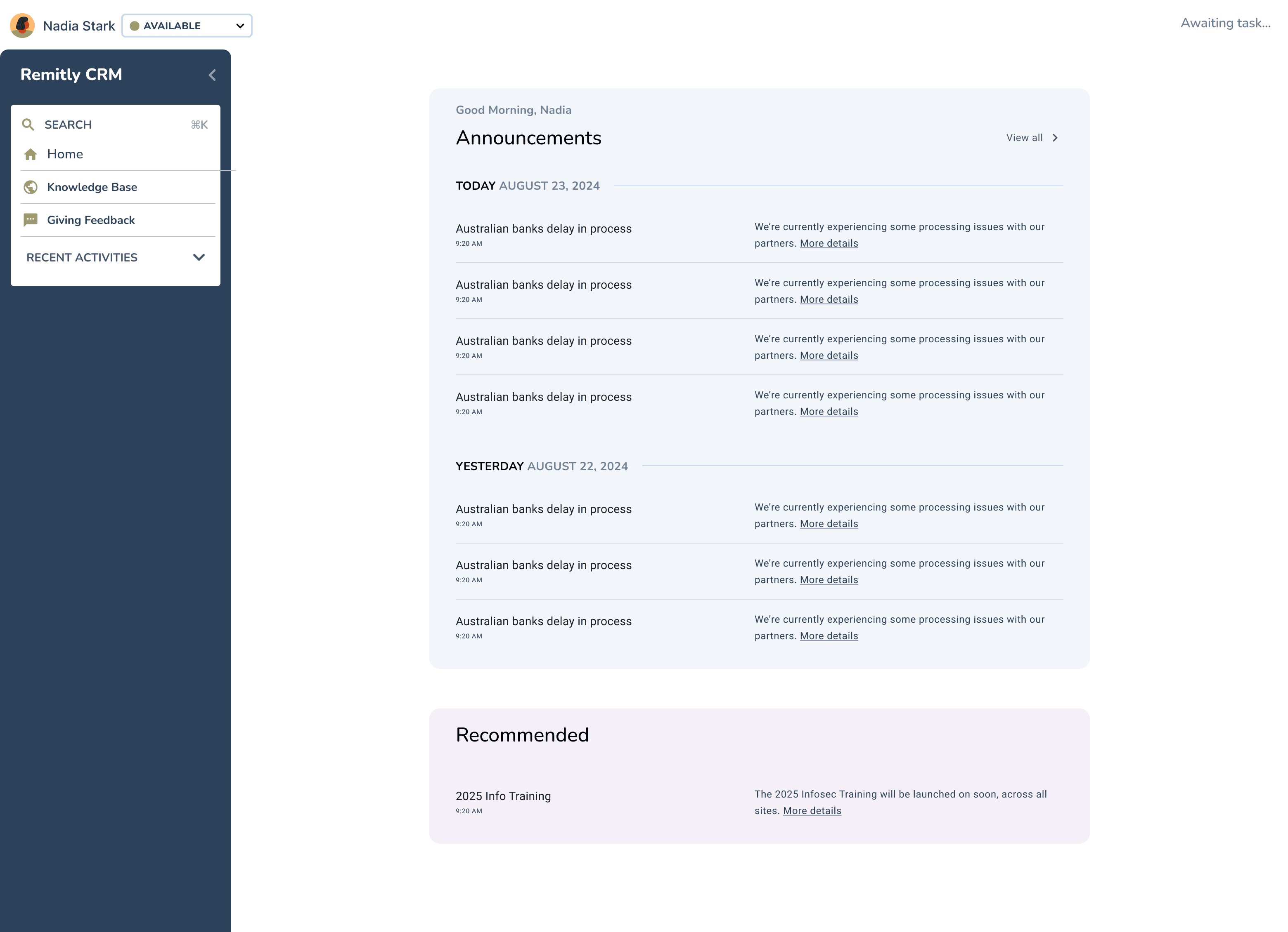 Iterated side navigation with search