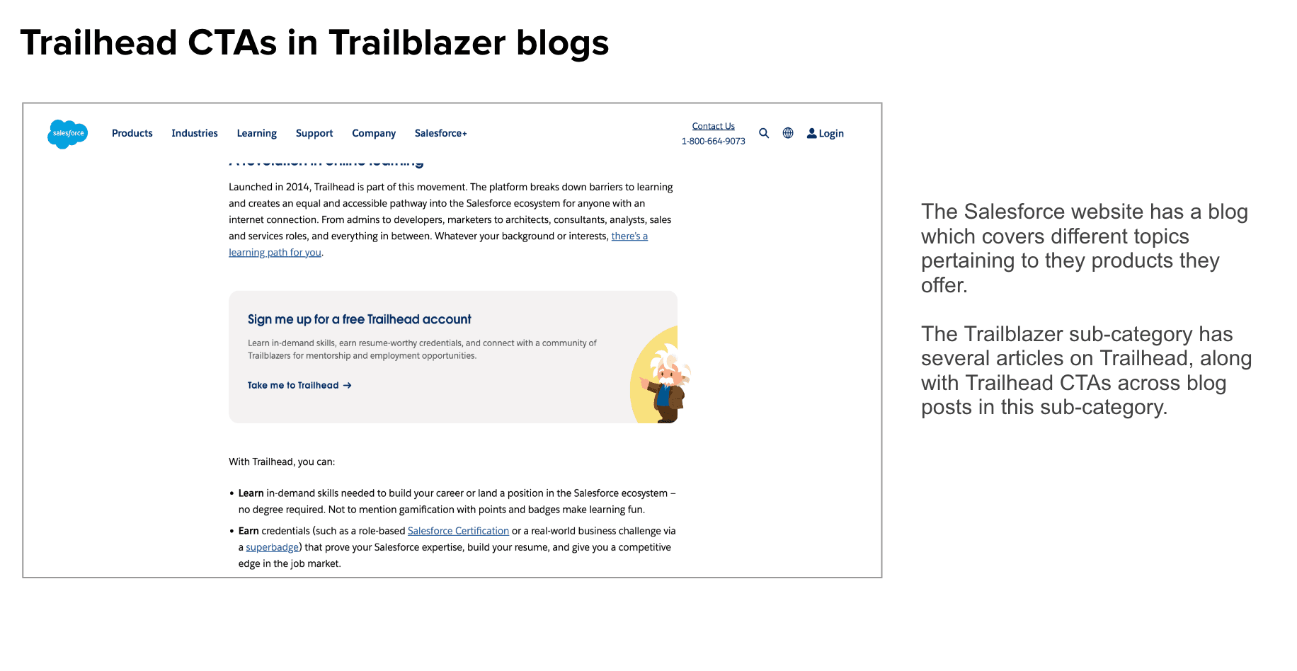 Trailhead calls to action in Trailblazer blogs