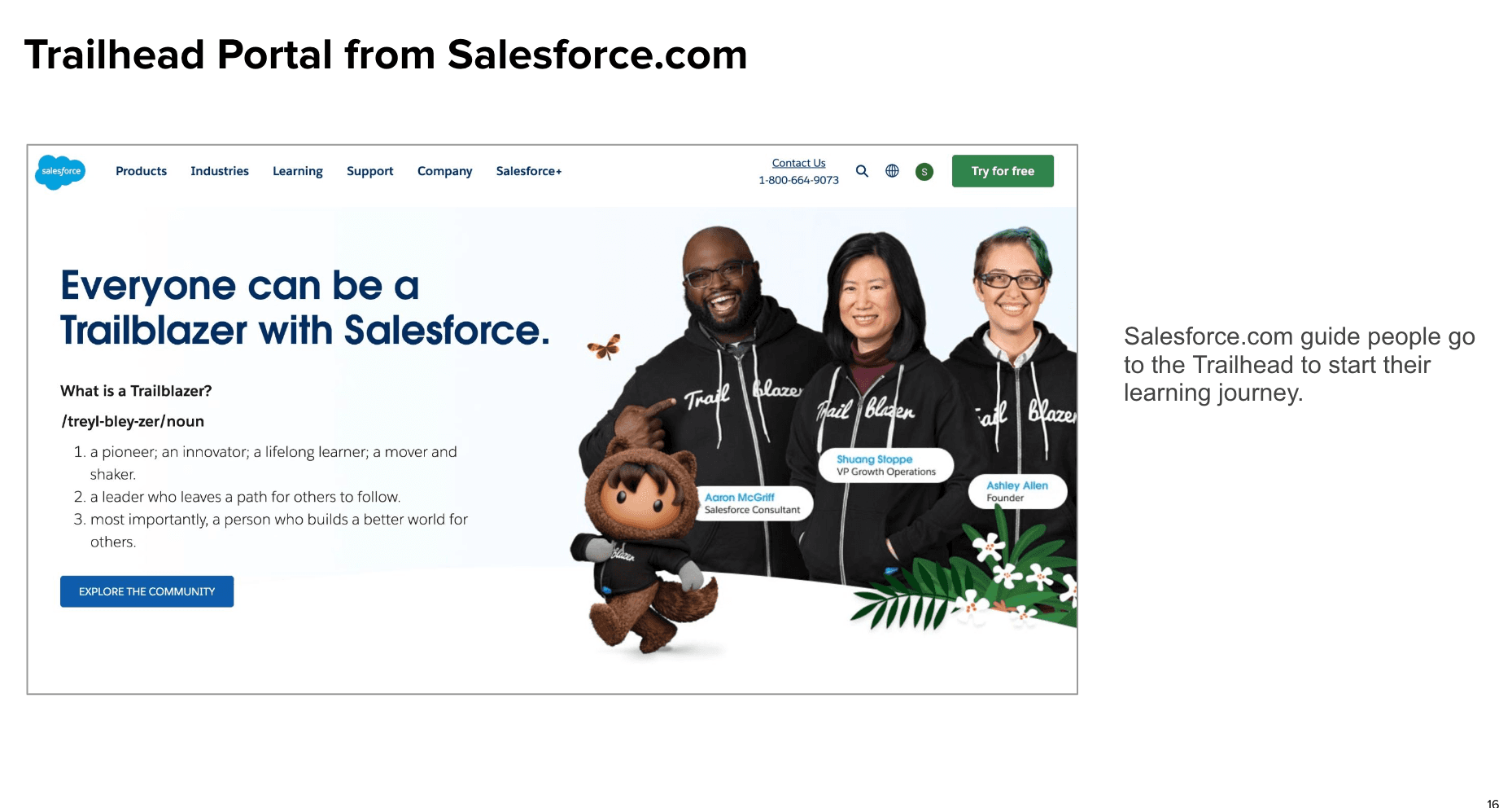 Trailhead touchpoints on salesforce.com