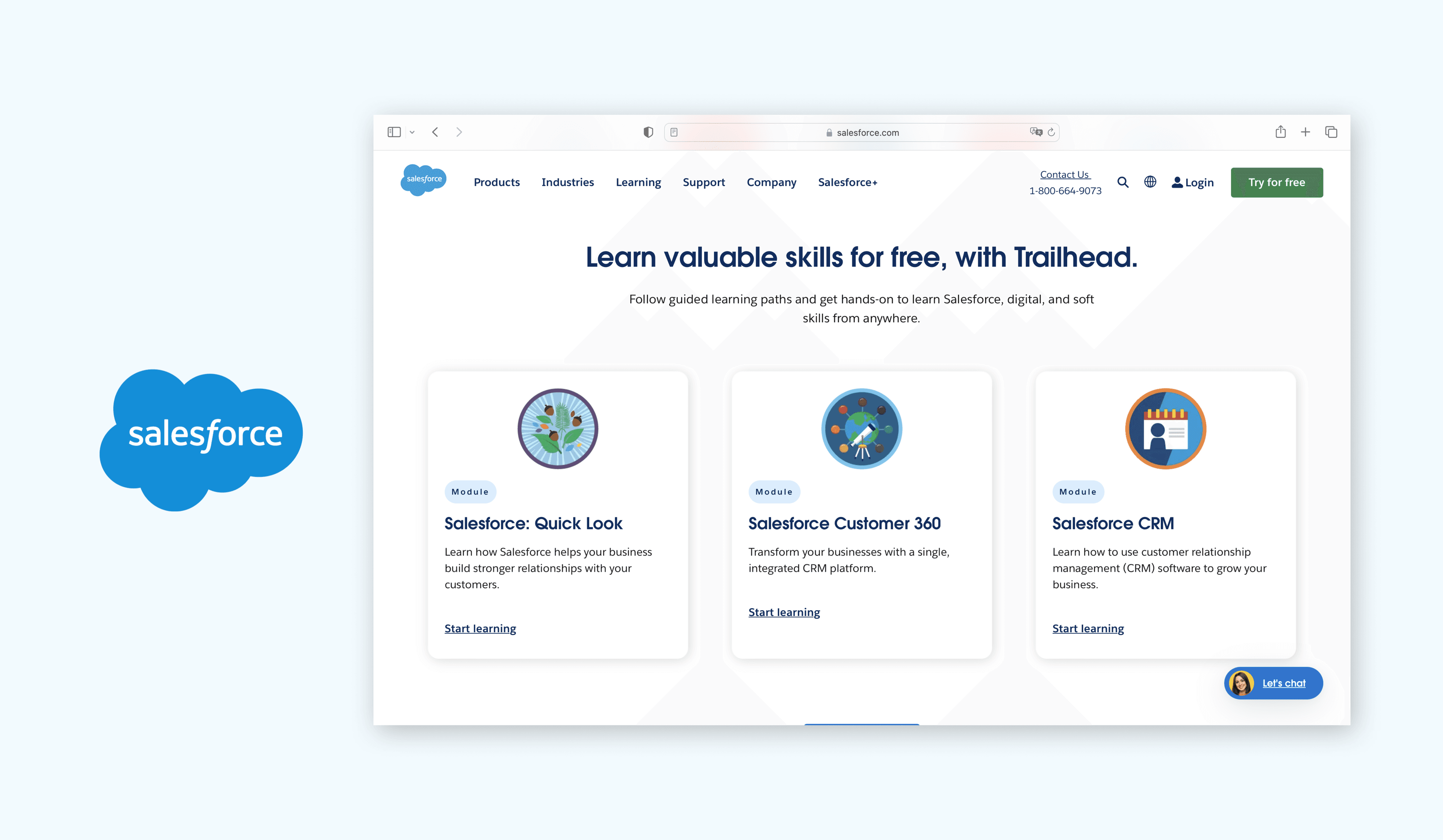 Salesforce Trailhead learning page