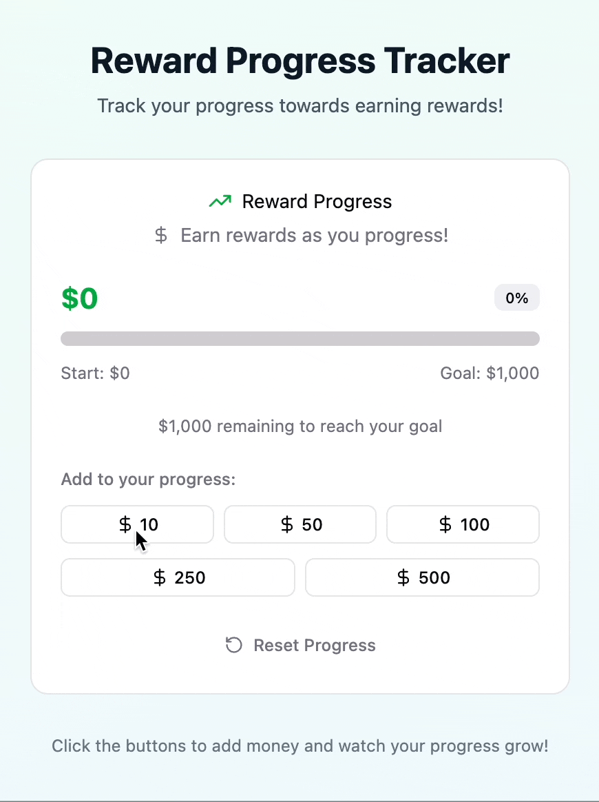 Reward progress tracker prototype
