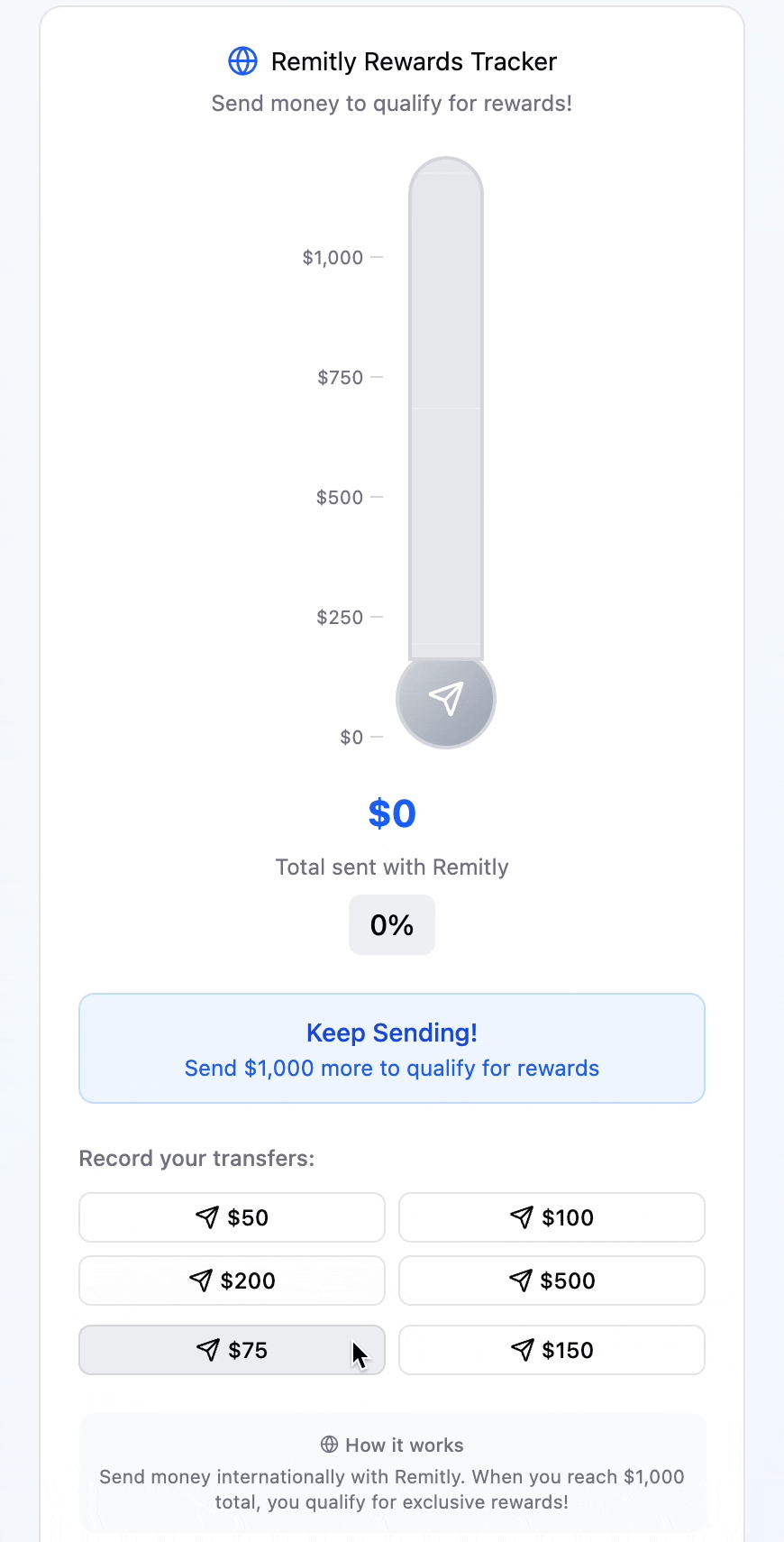 Vertical rewards tracker prototype